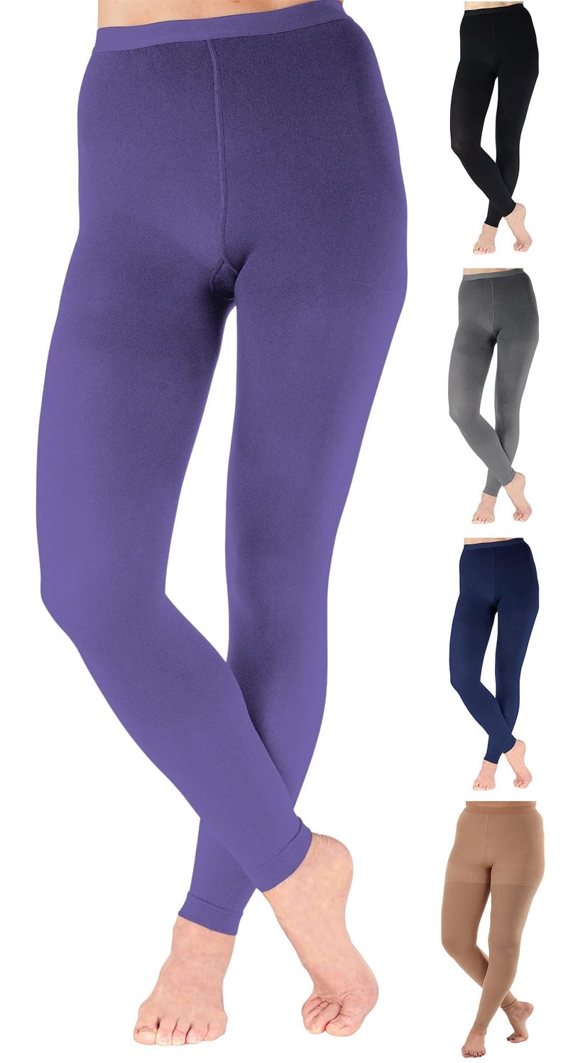 Plus Size Compression Tights for Women 2030mmHg Footless Compression Pantyhose for Circulation during Travel Airplane Athletic Nursing Purple 2XLarge A717PR5